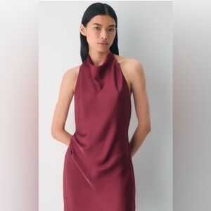 New Aritzia Babaton Audience Double-faced satin halterneck maxi dress